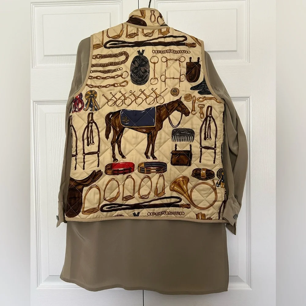 Ralph Lauren Reversible Equestrian Print Quilted Vest, sized M - Picture 9 of 9